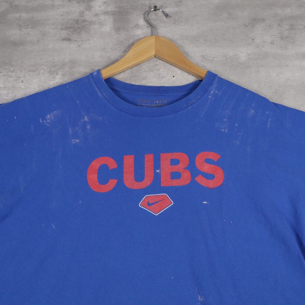 y2k nike chicago cubs t shirt oversized blue distressed mens xxl